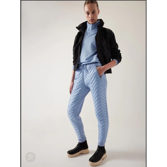 Athleta Pants - Athleta Apres Ski Jogger Heron Blue Winter Pants Quilted Size 8 NWT Warm Cozy